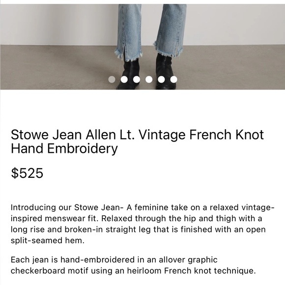 NWT. B sides Stowe Jean Allen Lt. Vintage French Knot Hand Embroider - Picture 6 of 16